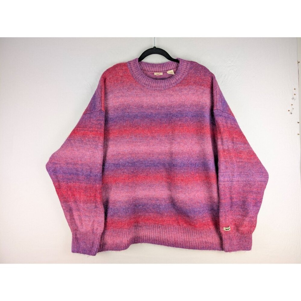 Levi's Pink and Purple Ombré Striped Crew Neck Sweater
